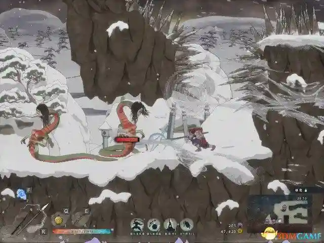 《月风魔传:不朽之月》图文攻略,剧情流程攻略(含“剧情流程”“打法要点”“BOSS战”)。《月风魔传:不朽之月》是一款和风横版动作游戏,游戏采用非线性迷宫,与优秀的砍杀系统融为一体,讲述月族家主持刀维护正义,铲除罪恶的故事。游戏比较硬核,难度和黑魂类似,比较考验玩家的技巧,死亡惩罚也相当重,想挑战高难度或者享受砍杀的刺激的玩家,不妨一试。序章序章教学关,拿上刀,左键攻击,右键格挡,shift闪避,空格跳跃,连击硬直,砍死敌人。按Q或者E射远程,但弹药稀少,一般不用来打小兵。骷髅怪是最低级的敌人,直接上去砍就行了。可以在设置里面自定义按键,将闪避绑定到更舒服的位置,例如笔者将其绑定到鼠标中键,操作难度就大大降低了。跳跃的时候,二段跳可以跳得更远,如果要下去,就空格+S。回到基地,捡起地上的武器开始闯关。这里说一下,每次死亡之后都会返回到这里,进度会被重置,所有道具丢失,这是本游戏最难的地方。边地忌地骷髅兵很好对付,上去连击弄死,弓箭手需要用跳跃躲开,格挡的时候,对操作要求很高,不建议格挡。空格+S跳下去,然后一直往右边走,路上可以开箱子拿到武器,武器随机,品质也是随机,看脸。遇到炸弹怪的时候,除了要躲开炸弹外,主要打法就是上去近战击杀。关于武器,棒子不推荐,这种武器伤害高,但是攻速特别慢,极其容易被敌人攻击,除了棒子这种慢攻速武器,其他的都行,推荐用刀或者双刀。下图这种怪,暂且叫他猛男吧,这种怪拿着棒子,伤害特别高,一下可以打掉你一半的血,所以在战斗的时候,上去砍两刀就闪避走,不要贪刀,要慢慢磨死。走到尽头后,跳下去,再往左边走,路上遇到石碑,互动可以拿到血瓶。在战斗的时候,最好不用格挡,而是用闪避,这样会触发暴击,打出的伤害可以秒掉精英怪。下图这种黄颜色的传送门可以进去逛逛,里面是商店,武器不用买,因为开箱子就能刷到,材料还是值得一买的。走到尽头再上去,下图这里就是出口,进去打BOSS。BOSS战-龙骨鬼第一章BOSS非常好打,跳跃+连击砍头部,这样便可顺带砍到其他部位,造成数倍的伤害,而攻击手部将其摧毁可以瘫痪掉BOSS的武力,如果BOSS发动攻击,就使用跳跃来躲避。打完后,可以用搜集到的材料对武器进行升级,也可以用魂升级自身,建议优先升级技,堆叠武器伤害。业火断崖这一关还是一样的打法,只是要注意鬼脸怪的冲击,可以用格挡挡掉攻击,如果当前武器没有格挡招式,可以用跳跃来躲避。然后就是潜伏在地上的小怪,这种小怪攻击的时候会施加流血效果,务必用高攻速武器打,不要让他攻击到,不然一直流血会很吃亏。流程还是探索地图然后找出口,出口在地图的左边。BOSS战-大百足形态1:盘踞此时跳上去砍就行,因为这样会砍到多个部位,伤害较高。形态2,:侧翼钻地喷射远程此时,远离BOSS,闪避掉远程攻击。如果在BOSS钻出来的时候就跳上去用闪避砍的话,就会触发暴击,打断施法。形态3:撞击大招这个大招非常好躲,BOSS冲过来的时候,跳跃,跳到BOSS身上砍,不仅能躲开攻击,而且也能造成伤害。云霞双峰开局砍掉两边的恶魔眼,驱散迷雾。注意,这一关的出口就在入口上面一层,需要你驱散迷雾才能进去。这一关主要的威胁就是天上的鸟会发射毒炸弹,需要你优先从上面走,将天上的鸟清除掉,不然在和其他敌人混战的时候,容易被炸。然后就是迷雾问题,清除迷雾的方法就是摧毁地图上的恶魔眼,只要跟着紫色迷雾走就能找到。关于拿着大钟的壮汉,打正面会没有伤害,需要闪避绕后,背刺打出伤害。BOSS战-双天鬼这两个BOSS其实也不难,首先去打黄颜色的鬼,不难,跳上去砍就行了。黄颜色鬼残血后,会放大招,也不难躲,地上有黄颜色闪电的,就是BOSS攻击的区域,躲开就行。杀死闪电鬼后,再去打风鬼,风刃的躲法也简单,跳跃避开即可。靠近BOSS,近战上去连击,建议躲在边缘砍。梦幻游廊歌女的打法,远程声波跳跃躲掉,闪避近身砍死。蠕虫是一种很弱的敌人,如果有双刀的话,建议拿双刀砍,右键大风车可以砍死一大片敌人。般若是这一关比较麻烦的敌人,它蓄力后会发动冲击,此时要用闪避绕后背刺,因为只有这样,才能打出伤害,不然如果正面砍的话,没有伤害。来到楼梯口,互动进去。暗世界的出口就是如下图这种传送门,互动之后回到明世界。如下图箭头所指,出口就在最下面一层。BOSS战:土蜘蛛本关的要点:如下图箭头所指,下雪的地方就是BOSS突袭的位置,不要被打中了,一发残血不是闹着玩的。打法就是跑上门连击砍。另外,关卡中会刷一些小怪,只需要让他们数量不要太多就行,留下一两个不杀也没事,专心去打BOSS。强化和激活BOSS战之后就可以强化以及激活武器,强化的意思是,使用材料强化武器,但不会立即生效。如果要让强化生效,就要去激活,将武器的各个技能给点上。另外,武器段位越高,伤害越高,如果要获得高段位武器,就要深入流程,流程越往后,段位越高。荒波大洞游戏的路非常好走,一直往右走到头就行。走在路上的时候,BOSS也会刷出,但仅仅是干扰你,没什么威胁,突出的射弹速度很慢,只要保持移动,就不可能击中你。打人鱼的时候注意了,格挡闪避都不好使,最好的打法就是近身,然后跳跃+攻击,由于人鱼尾部攻击是横扫,只要你在空中,就打不中你。BOSS战:五头水龙没啥难度,直接跳到小船上,砍BOSS就行,建议用矛打,因为范围广,所以能攻击到多个部位。BOSS大招的时候,跳到位置高的小船上就能躲开攻击。无穷雪原这一关,不要走下面,因为全是尖刺陷阱。走上面,路也不难找,一直往左走即可。敌人都是很常见的类型,建议用矛打,三连击硬直非常好用。下图就是本关的地图,可以发现,出口就在最左边的位置。BOSS战:九尾狐九尾狐是最好打的BOSS,BOSS的攻击位置会以红圈标注,非常好躲。BOSS攻击完了后,你就可以去砍它的尾巴了,然后进入二阶段。二阶段同理,也是标注红圈攻击位置,只是数量变多了而已,打法就是站在地图中间,这样容易躲。躲开攻击后,再继续砍,BOSS硬直后,上去砍头,触发必杀即可。古战场遗迹你终于找到了兄长,然而你却发现,兄长因为嫉妒而背叛了家族,必须得大义灭亲!两个阶段,都不难,第一阶段,建议用双刀,上去连击砍翻即可。第二阶段也是同理,和一阶段一样,双刀上去砍,速战速决,不要拖得太久,放大招的时候,用跳跃连击打。古都古都地图难度极高,首先就是陷阱,陷阱会喷射毒雾,让你中毒,但有攻击频率,趁着没有激活的时候,赶紧走掉。然后就是狮鹫,狮鹫的攻击有两段,第一段,冲过来蓄力,第二段,蓄力完了后砸下来重击,所以,只要在第一段蓄力的时候躲开就行。最难打的敌人是下图这种武士,他可以一发打残你,甚至秒杀,所以务必注意了,一定要拉近距离,近战缠斗,不要拉开距离,不然会被远程一发秒。近战的时候,在他攻击的时候,闪避绕后,最好用长矛打,长矛绕后,三连击打出硬直击飞,然后再不断地三连击就行。注意,第一次攻击的时候,一定要绕后三连击,不然攻击会被打断。然后就是冰柱陷阱,一旦被击中就会被冻结,给敌人可乘之机。不过本身没什么伤害。流程也简单,寻找开关,激活传送门,一直深入关卡即可。BOSS战:天津斗须大章鱼BOSS,主要的打法就是先断须,断须能破防,破防后就可以上去砍头,触发必杀技。如下图箭头所指,场景中出现这种影子的时候,其实就代表BOSS攻击的位置,及时躲开,不然会被击中。然后就是下图这种情况,紫色圆盘形成的时候,就要远离,不然会被激光击中。BOSS蓄力大招的时候,站到如下图箭头所指的平台上就能躲开。大章鱼就是最终BOSS,击杀它,你就清理掉了邪恶BOSS,任务完成,游戏完结。插图47 《月风魔传:不朽之月》图文攻略,剧情流程攻略(含“剧情流程”“打法要点”“BOSS战”)。《月风魔传:不朽之月》是一款和风横版动作游戏,游戏采用非线性迷宫,与优秀的砍杀系统融为一体,讲述月族家主持刀维护正义,铲除罪恶的故事。游戏比较硬核,难度和黑魂类似,比较考验玩家的技巧,死亡惩罚也相当重,想挑战高难度或者享受砍杀的刺激的玩家,不妨一试。序章序章教学关,拿上刀,左键攻击,右键格挡,shift闪避,空格跳跃,连击硬直,砍死敌人。按Q或者E射远程,但弹药稀少,一般不用来打小兵。骷髅怪是最低级的敌人,直接上去砍就行了。可以在设置里面自定义按键,将闪避绑定到更舒服的位置,例如笔者将其绑定到鼠标中键,操作难度就大大降低了。跳跃的时候,二段跳可以跳得更远,如果要下去,就空格+S。回到基地,捡起地上的武器开始闯关。这里说一下,每次死亡之后都会返回到这里,进度会被重置,所有道具丢失,这是本游戏最难的地方。边地忌地骷髅兵很好对付,上去连击弄死,弓箭手需要用跳跃躲开,格挡的时候,对操作要求很高,不建议格挡。空格+S跳下去,然后一直往右边走,路上可以开箱子拿到武器,武器随机,品质也是随机,看脸。遇到炸弹怪的时候,除了要躲开炸弹外,主要打法就是上去近战击杀。关于武器,棒子不推荐,这种武器伤害高,但是攻速特别慢,极其容易被敌人攻击,除了棒子这种慢攻速武器,其他的都行,推荐用刀或者双刀。下图这种怪,暂且叫他猛男吧,这种怪拿着棒子,伤害特别高,一下可以打掉你一半的血,所以在战斗的时候,上去砍两刀就闪避走,不要贪刀,要慢慢磨死。走到尽头后,跳下去,再往左边走,路上遇到石碑,互动可以拿到血瓶。在战斗的时候,最好不用格挡,而是用闪避,这样会触发暴击,打出的伤害可以秒掉精英怪。下图这种黄颜色的传送门可以进去逛逛,里面是商店,武器不用买,因为开箱子就能刷到,材料还是值得一买的。走到尽头再上去,下图这里就是出口,进去打BOSS。BOSS战-龙骨鬼第一章BOSS非常好打,跳跃+连击砍头部,这样便可顺带砍到其他部位,造成数倍的伤害,而攻击手部将其摧毁可以瘫痪掉BOSS的武力,如果BOSS发动攻击,就使用跳跃来躲避。打完后,可以用搜集到的材料对武器进行升级,也可以用魂升级自身,建议优先升级技,堆叠武器伤害。业火断崖这一关还是一样的打法,只是要注意鬼脸怪的冲击,可以用格挡挡掉攻击,如果当前武器没有格挡招式,可以用跳跃来躲避。然后就是潜伏在地上的小怪,这种小怪攻击的时候会施加流血效果,务必用高攻速武器打,不要让他攻击到,不然一直流血会很吃亏。流程还是探索地图然后找出口,出口在地图的左边。BOSS战-大百足形态1:盘踞此时跳上去砍就行,因为这样会砍到多个部位,伤害较高。形态2,:侧翼钻地喷射远程此时,远离BOSS,闪避掉远程攻击。如果在BOSS钻出来的时候就跳上去用闪避砍的话,就会触发暴击,打断施法。形态3:撞击大招这个大招非常好躲,BOSS冲过来的时候,跳跃,跳到BOSS身上砍,不仅能躲开攻击,而且也能造成伤害。云霞双峰开局砍掉两边的恶魔眼,驱散迷雾。注意,这一关的出口就在入口上面一层,需要你驱散迷雾才能进去。这一关主要的威胁就是天上的鸟会发射毒炸弹,需要你优先从上面走,将天上的鸟清除掉,不然在和其他敌人混战的时候,容易被炸。然后就是迷雾问题,清除迷雾的方法就是摧毁地图上的恶魔眼,只要跟着紫色迷雾走就能找到。关于拿着大钟的壮汉,打正面会没有伤害,需要闪避绕后,背刺打出伤害。BOSS战-双天鬼这两个BOSS其实也不难,首先去打黄颜色的鬼,不难,跳上去砍就行了。黄颜色鬼残血后,会放大招,也不难躲,地上有黄颜色闪电的,就是BOSS攻击的区域,躲开就行。杀死闪电鬼后,再去打风鬼,风刃的躲法也简单,跳跃避开即可。靠近BOSS,近战上去连击,建议躲在边缘砍。梦幻游廊歌女的打法,远程声波跳跃躲掉,闪避近身砍死。蠕虫是一种很弱的敌人,如果有双刀的话,建议拿双刀砍,右键大风车可以砍死一大片敌人。般若是这一关比较麻烦的敌人,它蓄力后会发动冲击,此时要用闪避绕后背刺,因为只有这样,才能打出伤害,不然如果正面砍的话,没有伤害。来到楼梯口,互动进去。暗世界的出口就是如下图这种传送门,互动之后回到明世界。如下图箭头所指,出口就在最下面一层。BOSS战:土蜘蛛本关的要点:如下图箭头所指,下雪的地方就是BOSS突袭的位置,不要被打中了,一发残血不是闹着玩的。打法就是跑上门连击砍。另外,关卡中会刷一些小怪,只需要让他们数量不要太多就行,留下一两个不杀也没事,专心去打BOSS。强化和激活BOSS战之后就可以强化以及激活武器,强化的意思是,使用材料强化武器,但不会立即生效。如果要让强化生效,就要去激活,将武器的各个技能给点上。另外,武器段位越高,伤害越高,如果要获得高段位武器,就要深入流程,流程越往后,段位越高。荒波大洞游戏的路非常好走,一直往右走到头就行。走在路上的时候,BOSS也会刷出,但仅仅是干扰你,没什么威胁,突出的射弹速度很慢,只要保持移动,就不可能击中你。打人鱼的时候注意了,格挡闪避都不好使,最好的打法就是近身,然后跳跃+攻击,由于人鱼尾部攻击是横扫,只要你在空中,就打不中你。BOSS战:五头水龙没啥难度,直接跳到小船上,砍BOSS就行,建议用矛打,因为范围广,所以能攻击到多个部位。BOSS大招的时候,跳到位置高的小船上就能躲开攻击。无穷雪原这一关,不要走下面,因为全是尖刺陷阱。走上面,路也不难找,一直往左走即可。敌人都是很常见的类型,建议用矛打,三连击硬直非常好用。下图就是本关的地图,可以发现,出口就在最左边的位置。BOSS战:九尾狐九尾狐是最好打的BOSS,BOSS的攻击位置会以红圈标注,非常好躲。BOSS攻击完了后,你就可以去砍它的尾巴了,然后进入二阶段。二阶段同理,也是标注红圈攻击位置,只是数量变多了而已,打法就是站在地图中间,这样容易躲。躲开攻击后,再继续砍,BOSS硬直后,上去砍头,触发必杀即可。古战场遗迹你终于找到了兄长,然而你却发现,兄长因为嫉妒而背叛了家族,必须得大义灭亲!两个阶段,都不难,第一阶段,建议用双刀,上去连击砍翻即可。第二阶段也是同理,和一阶段一样,双刀上去砍,速战速决,不要拖得太久,放大招的时候,用跳跃连击打。古都古都地图难度极高,首先就是陷阱,陷阱会喷射毒雾,让你中毒,但有攻击频率,趁着没有激活的时候,赶紧走掉。然后就是狮鹫,狮鹫的攻击有两段,第一段,冲过来蓄力,第二段,蓄力完了后砸下来重击,所以,只要在第一段蓄力的时候躲开就行。最难打的敌人是下图这种武士,他可以一发打残你,甚至秒杀,所以务必注意了,一定要拉近距离,近战缠斗,不要拉开距离,不然会被远程一发秒。近战的时候,在他攻击的时候,闪避绕后,最好用长矛打,长矛绕后,三连击打出硬直击飞,然后再不断地三连击就行。注意,第一次攻击的时候,一定要绕后三连击,不然攻击会被打断。然后就是冰柱陷阱,一旦被击中就会被冻结,给敌人可乘之机。不过本身没什么伤害。流程也简单,寻找开关,激活传送门,一直深入关卡即可。BOSS战:天津斗须大章鱼BOSS,主要的打法就是先断须,断须能破防,破防后就可以上去砍头,触发必杀技。如下图箭头所指,场景中出现这种影子的时候,其实就代表BOSS攻击的位置,及时躲开,不然会被击中。然后就是下图这种情况,紫色圆盘形成的时候,就要远离,不然会被激光击中。BOSS蓄力大招的时候,站到如下图箭头所指的平台上就能躲开。大章鱼就是最终BOSS,击杀它,你就清理掉了邪恶BOSS,任务完成,游戏完结。插图47