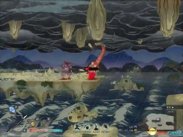 《月风魔传:不朽之月》图文攻略,剧情流程攻略(含“剧情流程”“打法要点”“BOSS战”)。《月风魔传:不朽之月》是一款和风横版动作游戏,游戏采用非线性迷宫,与优秀的砍杀系统融为一体,讲述月族家主持刀维护正义,铲除罪恶的故事。游戏比较硬核,难度和黑魂类似,比较考验玩家的技巧,死亡惩罚也相当重,想挑战高难度或者享受砍杀的刺激的玩家,不妨一试。序章序章教学关,拿上刀,左键攻击,右键格挡,shift闪避,空格跳跃,连击硬直,砍死敌人。按Q或者E射远程,但弹药稀少,一般不用来打小兵。骷髅怪是最低级的敌人,直接上去砍就行了。可以在设置里面自定义按键,将闪避绑定到更舒服的位置,例如笔者将其绑定到鼠标中键,操作难度就大大降低了。跳跃的时候,二段跳可以跳得更远,如果要下去,就空格+S。回到基地,捡起地上的武器开始闯关。这里说一下,每次死亡之后都会返回到这里,进度会被重置,所有道具丢失,这是本游戏最难的地方。边地忌地骷髅兵很好对付,上去连击弄死,弓箭手需要用跳跃躲开,格挡的时候,对操作要求很高,不建议格挡。空格+S跳下去,然后一直往右边走,路上可以开箱子拿到武器,武器随机,品质也是随机,看脸。遇到炸弹怪的时候,除了要躲开炸弹外,主要打法就是上去近战击杀。关于武器,棒子不推荐,这种武器伤害高,但是攻速特别慢,极其容易被敌人攻击,除了棒子这种慢攻速武器,其他的都行,推荐用刀或者双刀。下图这种怪,暂且叫他猛男吧,这种怪拿着棒子,伤害特别高,一下可以打掉你一半的血,所以在战斗的时候,上去砍两刀就闪避走,不要贪刀,要慢慢磨死。走到尽头后,跳下去,再往左边走,路上遇到石碑,互动可以拿到血瓶。在战斗的时候,最好不用格挡,而是用闪避,这样会触发暴击,打出的伤害可以秒掉精英怪。下图这种黄颜色的传送门可以进去逛逛,里面是商店,武器不用买,因为开箱子就能刷到,材料还是值得一买的。走到尽头再上去,下图这里就是出口,进去打BOSS。BOSS战-龙骨鬼第一章BOSS非常好打,跳跃+连击砍头部,这样便可顺带砍到其他部位,造成数倍的伤害,而攻击手部将其摧毁可以瘫痪掉BOSS的武力,如果BOSS发动攻击,就使用跳跃来躲避。打完后,可以用搜集到的材料对武器进行升级,也可以用魂升级自身,建议优先升级技,堆叠武器伤害。业火断崖这一关还是一样的打法,只是要注意鬼脸怪的冲击,可以用格挡挡掉攻击,如果当前武器没有格挡招式,可以用跳跃来躲避。然后就是潜伏在地上的小怪,这种小怪攻击的时候会施加流血效果,务必用高攻速武器打,不要让他攻击到,不然一直流血会很吃亏。流程还是探索地图然后找出口,出口在地图的左边。BOSS战-大百足形态1:盘踞此时跳上去砍就行,因为这样会砍到多个部位,伤害较高。形态2,:侧翼钻地喷射远程此时,远离BOSS,闪避掉远程攻击。如果在BOSS钻出来的时候就跳上去用闪避砍的话,就会触发暴击,打断施法。形态3:撞击大招这个大招非常好躲,BOSS冲过来的时候,跳跃,跳到BOSS身上砍,不仅能躲开攻击,而且也能造成伤害。云霞双峰开局砍掉两边的恶魔眼,驱散迷雾。注意,这一关的出口就在入口上面一层,需要你驱散迷雾才能进去。这一关主要的威胁就是天上的鸟会发射毒炸弹,需要你优先从上面走,将天上的鸟清除掉,不然在和其他敌人混战的时候,容易被炸。然后就是迷雾问题,清除迷雾的方法就是摧毁地图上的恶魔眼,只要跟着紫色迷雾走就能找到。关于拿着大钟的壮汉,打正面会没有伤害,需要闪避绕后,背刺打出伤害。BOSS战-双天鬼这两个BOSS其实也不难,首先去打黄颜色的鬼,不难,跳上去砍就行了。黄颜色鬼残血后,会放大招,也不难躲,地上有黄颜色闪电的,就是BOSS攻击的区域,躲开就行。杀死闪电鬼后,再去打风鬼,风刃的躲法也简单,跳跃避开即可。靠近BOSS,近战上去连击,建议躲在边缘砍。梦幻游廊歌女的打法,远程声波跳跃躲掉,闪避近身砍死。蠕虫是一种很弱的敌人,如果有双刀的话,建议拿双刀砍,右键大风车可以砍死一大片敌人。般若是这一关比较麻烦的敌人,它蓄力后会发动冲击,此时要用闪避绕后背刺,因为只有这样,才能打出伤害,不然如果正面砍的话,没有伤害。来到楼梯口,互动进去。暗世界的出口就是如下图这种传送门,互动之后回到明世界。如下图箭头所指,出口就在最下面一层。BOSS战:土蜘蛛本关的要点:如下图箭头所指,下雪的地方就是BOSS突袭的位置,不要被打中了,一发残血不是闹着玩的。打法就是跑上门连击砍。另外,关卡中会刷一些小怪,只需要让他们数量不要太多就行,留下一两个不杀也没事,专心去打BOSS。强化和激活BOSS战之后就可以强化以及激活武器,强化的意思是,使用材料强化武器,但不会立即生效。如果要让强化生效,就要去激活,将武器的各个技能给点上。另外,武器段位越高,伤害越高,如果要获得高段位武器,就要深入流程,流程越往后,段位越高。荒波大洞游戏的路非常好走,一直往右走到头就行。走在路上的时候,BOSS也会刷出,但仅仅是干扰你,没什么威胁,突出的射弹速度很慢,只要保持移动,就不可能击中你。打人鱼的时候注意了,格挡闪避都不好使,最好的打法就是近身,然后跳跃+攻击,由于人鱼尾部攻击是横扫,只要你在空中,就打不中你。BOSS战:五头水龙没啥难度,直接跳到小船上,砍BOSS就行,建议用矛打,因为范围广,所以能攻击到多个部位。BOSS大招的时候,跳到位置高的小船上就能躲开攻击。无穷雪原这一关,不要走下面,因为全是尖刺陷阱。走上面,路也不难找,一直往左走即可。敌人都是很常见的类型,建议用矛打,三连击硬直非常好用。下图就是本关的地图,可以发现,出口就在最左边的位置。BOSS战:九尾狐九尾狐是最好打的BOSS,BOSS的攻击位置会以红圈标注,非常好躲。BOSS攻击完了后,你就可以去砍它的尾巴了,然后进入二阶段。二阶段同理,也是标注红圈攻击位置,只是数量变多了而已,打法就是站在地图中间,这样容易躲。躲开攻击后,再继续砍,BOSS硬直后,上去砍头,触发必杀即可。古战场遗迹你终于找到了兄长,然而你却发现,兄长因为嫉妒而背叛了家族,必须得大义灭亲!两个阶段,都不难,第一阶段,建议用双刀,上去连击砍翻即可。第二阶段也是同理,和一阶段一样,双刀上去砍,速战速决,不要拖得太久,放大招的时候,用跳跃连击打。古都古都地图难度极高,首先就是陷阱,陷阱会喷射毒雾,让你中毒,但有攻击频率,趁着没有激活的时候,赶紧走掉。然后就是狮鹫,狮鹫的攻击有两段,第一段,冲过来蓄力,第二段,蓄力完了后砸下来重击,所以,只要在第一段蓄力的时候躲开就行。最难打的敌人是下图这种武士,他可以一发打残你,甚至秒杀,所以务必注意了,一定要拉近距离,近战缠斗,不要拉开距离,不然会被远程一发秒。近战的时候,在他攻击的时候,闪避绕后,最好用长矛打,长矛绕后,三连击打出硬直击飞,然后再不断地三连击就行。注意,第一次攻击的时候,一定要绕后三连击,不然攻击会被打断。然后就是冰柱陷阱,一旦被击中就会被冻结,给敌人可乘之机。不过本身没什么伤害。流程也简单,寻找开关,激活传送门,一直深入关卡即可。BOSS战:天津斗须大章鱼BOSS,主要的打法就是先断须,断须能破防,破防后就可以上去砍头,触发必杀技。如下图箭头所指,场景中出现这种影子的时候,其实就代表BOSS攻击的位置,及时躲开,不然会被击中。然后就是下图这种情况,紫色圆盘形成的时候,就要远离,不然会被激光击中。BOSS蓄力大招的时候,站到如下图箭头所指的平台上就能躲开。大章鱼就是最终BOSS,击杀它,你就清理掉了邪恶BOSS,任务完成,游戏完结。插图43 《月风魔传:不朽之月》图文攻略,剧情流程攻略(含“剧情流程”“打法要点”“BOSS战”)。《月风魔传:不朽之月》是一款和风横版动作游戏,游戏采用非线性迷宫,与优秀的砍杀系统融为一体,讲述月族家主持刀维护正义,铲除罪恶的故事。游戏比较硬核,难度和黑魂类似,比较考验玩家的技巧,死亡惩罚也相当重,想挑战高难度或者享受砍杀的刺激的玩家,不妨一试。序章序章教学关,拿上刀,左键攻击,右键格挡,shift闪避,空格跳跃,连击硬直,砍死敌人。按Q或者E射远程,但弹药稀少,一般不用来打小兵。骷髅怪是最低级的敌人,直接上去砍就行了。可以在设置里面自定义按键,将闪避绑定到更舒服的位置,例如笔者将其绑定到鼠标中键,操作难度就大大降低了。跳跃的时候,二段跳可以跳得更远,如果要下去,就空格+S。回到基地,捡起地上的武器开始闯关。这里说一下,每次死亡之后都会返回到这里,进度会被重置,所有道具丢失,这是本游戏最难的地方。边地忌地骷髅兵很好对付,上去连击弄死,弓箭手需要用跳跃躲开,格挡的时候,对操作要求很高,不建议格挡。空格+S跳下去,然后一直往右边走,路上可以开箱子拿到武器,武器随机,品质也是随机,看脸。遇到炸弹怪的时候,除了要躲开炸弹外,主要打法就是上去近战击杀。关于武器,棒子不推荐,这种武器伤害高,但是攻速特别慢,极其容易被敌人攻击,除了棒子这种慢攻速武器,其他的都行,推荐用刀或者双刀。下图这种怪,暂且叫他猛男吧,这种怪拿着棒子,伤害特别高,一下可以打掉你一半的血,所以在战斗的时候,上去砍两刀就闪避走,不要贪刀,要慢慢磨死。走到尽头后,跳下去,再往左边走,路上遇到石碑,互动可以拿到血瓶。在战斗的时候,最好不用格挡,而是用闪避,这样会触发暴击,打出的伤害可以秒掉精英怪。下图这种黄颜色的传送门可以进去逛逛,里面是商店,武器不用买,因为开箱子就能刷到,材料还是值得一买的。走到尽头再上去,下图这里就是出口,进去打BOSS。BOSS战-龙骨鬼第一章BOSS非常好打,跳跃+连击砍头部,这样便可顺带砍到其他部位,造成数倍的伤害,而攻击手部将其摧毁可以瘫痪掉BOSS的武力,如果BOSS发动攻击,就使用跳跃来躲避。打完后,可以用搜集到的材料对武器进行升级,也可以用魂升级自身,建议优先升级技,堆叠武器伤害。业火断崖这一关还是一样的打法,只是要注意鬼脸怪的冲击,可以用格挡挡掉攻击,如果当前武器没有格挡招式,可以用跳跃来躲避。然后就是潜伏在地上的小怪,这种小怪攻击的时候会施加流血效果,务必用高攻速武器打,不要让他攻击到,不然一直流血会很吃亏。流程还是探索地图然后找出口,出口在地图的左边。BOSS战-大百足形态1:盘踞此时跳上去砍就行,因为这样会砍到多个部位,伤害较高。形态2,:侧翼钻地喷射远程此时,远离BOSS,闪避掉远程攻击。如果在BOSS钻出来的时候就跳上去用闪避砍的话,就会触发暴击,打断施法。形态3:撞击大招这个大招非常好躲,BOSS冲过来的时候,跳跃,跳到BOSS身上砍,不仅能躲开攻击,而且也能造成伤害。云霞双峰开局砍掉两边的恶魔眼,驱散迷雾。注意,这一关的出口就在入口上面一层,需要你驱散迷雾才能进去。这一关主要的威胁就是天上的鸟会发射毒炸弹,需要你优先从上面走,将天上的鸟清除掉,不然在和其他敌人混战的时候,容易被炸。然后就是迷雾问题,清除迷雾的方法就是摧毁地图上的恶魔眼,只要跟着紫色迷雾走就能找到。关于拿着大钟的壮汉,打正面会没有伤害,需要闪避绕后,背刺打出伤害。BOSS战-双天鬼这两个BOSS其实也不难,首先去打黄颜色的鬼,不难,跳上去砍就行了。黄颜色鬼残血后,会放大招,也不难躲,地上有黄颜色闪电的,就是BOSS攻击的区域,躲开就行。杀死闪电鬼后,再去打风鬼,风刃的躲法也简单,跳跃避开即可。靠近BOSS,近战上去连击,建议躲在边缘砍。梦幻游廊歌女的打法,远程声波跳跃躲掉,闪避近身砍死。蠕虫是一种很弱的敌人,如果有双刀的话,建议拿双刀砍,右键大风车可以砍死一大片敌人。般若是这一关比较麻烦的敌人,它蓄力后会发动冲击,此时要用闪避绕后背刺,因为只有这样,才能打出伤害,不然如果正面砍的话,没有伤害。来到楼梯口,互动进去。暗世界的出口就是如下图这种传送门,互动之后回到明世界。如下图箭头所指,出口就在最下面一层。BOSS战:土蜘蛛本关的要点:如下图箭头所指,下雪的地方就是BOSS突袭的位置,不要被打中了,一发残血不是闹着玩的。打法就是跑上门连击砍。另外,关卡中会刷一些小怪,只需要让他们数量不要太多就行,留下一两个不杀也没事,专心去打BOSS。强化和激活BOSS战之后就可以强化以及激活武器,强化的意思是,使用材料强化武器,但不会立即生效。如果要让强化生效,就要去激活,将武器的各个技能给点上。另外,武器段位越高,伤害越高,如果要获得高段位武器,就要深入流程,流程越往后,段位越高。荒波大洞游戏的路非常好走,一直往右走到头就行。走在路上的时候,BOSS也会刷出,但仅仅是干扰你,没什么威胁,突出的射弹速度很慢,只要保持移动,就不可能击中你。打人鱼的时候注意了,格挡闪避都不好使,最好的打法就是近身,然后跳跃+攻击,由于人鱼尾部攻击是横扫,只要你在空中,就打不中你。BOSS战:五头水龙没啥难度,直接跳到小船上,砍BOSS就行,建议用矛打,因为范围广,所以能攻击到多个部位。BOSS大招的时候,跳到位置高的小船上就能躲开攻击。无穷雪原这一关,不要走下面,因为全是尖刺陷阱。走上面,路也不难找,一直往左走即可。敌人都是很常见的类型,建议用矛打,三连击硬直非常好用。下图就是本关的地图,可以发现,出口就在最左边的位置。BOSS战:九尾狐九尾狐是最好打的BOSS,BOSS的攻击位置会以红圈标注,非常好躲。BOSS攻击完了后,你就可以去砍它的尾巴了,然后进入二阶段。二阶段同理,也是标注红圈攻击位置,只是数量变多了而已,打法就是站在地图中间,这样容易躲。躲开攻击后,再继续砍,BOSS硬直后,上去砍头,触发必杀即可。古战场遗迹你终于找到了兄长,然而你却发现,兄长因为嫉妒而背叛了家族,必须得大义灭亲!两个阶段,都不难,第一阶段,建议用双刀,上去连击砍翻即可。第二阶段也是同理,和一阶段一样,双刀上去砍,速战速决,不要拖得太久,放大招的时候,用跳跃连击打。古都古都地图难度极高,首先就是陷阱,陷阱会喷射毒雾,让你中毒,但有攻击频率,趁着没有激活的时候,赶紧走掉。然后就是狮鹫,狮鹫的攻击有两段,第一段,冲过来蓄力,第二段,蓄力完了后砸下来重击,所以,只要在第一段蓄力的时候躲开就行。最难打的敌人是下图这种武士,他可以一发打残你,甚至秒杀,所以务必注意了,一定要拉近距离,近战缠斗,不要拉开距离,不然会被远程一发秒。近战的时候,在他攻击的时候,闪避绕后,最好用长矛打,长矛绕后,三连击打出硬直击飞,然后再不断地三连击就行。注意,第一次攻击的时候,一定要绕后三连击,不然攻击会被打断。然后就是冰柱陷阱,一旦被击中就会被冻结,给敌人可乘之机。不过本身没什么伤害。流程也简单,寻找开关,激活传送门,一直深入关卡即可。BOSS战:天津斗须大章鱼BOSS,主要的打法就是先断须,断须能破防,破防后就可以上去砍头,触发必杀技。如下图箭头所指,场景中出现这种影子的时候,其实就代表BOSS攻击的位置,及时躲开,不然会被击中。然后就是下图这种情况,紫色圆盘形成的时候,就要远离,不然会被激光击中。BOSS蓄力大招的时候,站到如下图箭头所指的平台上就能躲开。大章鱼就是最终BOSS,击杀它,你就清理掉了邪恶BOSS,任务完成,游戏完结。插图43