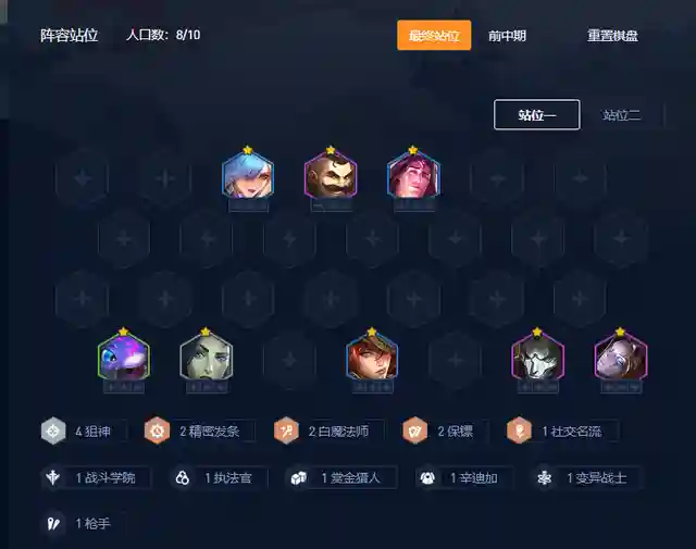 在金铲铲S6赛季中，狙神是一个非常暴力的阵容，每距离一隔，就能提升伤害，因此，输出能力非常强。搭配白魔法师和保镖之后，前排也非常顶，可以说是兼顾防御和输出。另外，狙神还有一个玩法，就是搭配执法官，有纹章的话最好，因为可以加攻速，前排用的就是格斗家。如果有狙神之巢的话，可以让狙神的输出能力大幅提升，最多可提升32%的伤害，非常快乐。白魔保镖狙阵容组成厄运小姐、凯特琳、烬、克格莫、蕾欧娜、布隆、奥莉安娜、塔里克主要羁绊：4狙神、2白魔法师、1社交名流、2精密发条、2保镖狙神中可以C的英雄有很多，比如一费的凯特琳，一枪一个小脆皮，这个英雄三星之后，单体爆发伤害是非常高的。要是拿个卢登的激荡，那一枪就不止秒一个人了，可以秒好几个，非常快乐。三费的厄运小姐，有范围伤害，而且拥有减疗，破前排的速度非常快，这个英雄追三星的话，上限会高一些。四费的烬，追三星就比较难了，两星的伤害比不过三星厄运小姐，这个英雄的技能可以打一排的目标，从前排扫到后排。不过站位很关键，如果位置不好，被一个坦克拖太长时间的话，伤害就不行了运营思路不同的英雄主C，刷牌的时机自然就不一样，一费开特琳，六人口之前追三星。三费厄运小姐，七人口刷牌最佳。如果是四费的厄烬，自然是八人口刷最好。至于选择哪个英雄C，可以根据前期的来牌情况以及装备来决定，一费凯特琳来得多，可以赌一波。从稳 的角度来看，三费厄运小姐比较好，只要没有什么同行，追三星比较容易。英雄出装厄运小姐：朔极之矛、珠光护手、正义之手或者巨人捕手布隆/蕾欧娜：石像鬼石板甲、狂徒、救赎或者离子火花烬：无尽之刃、最后的轻语、正义之手/夜之锋刃强化符文选择方面有暴击的珠光莲花，吸血的药剂师都非常不错，另外，狙神之徽、狙神之巢这些也是看到必拿的。被克制阵容狙神最怕的就是切后排的，比如刺客，比如加里奥，上次遇到一刺转科加斯，直接在后排一口一个，完全没有还手之力。要知道，在近距离的时候，狙神的伤害可是要大打折扣的。插图1