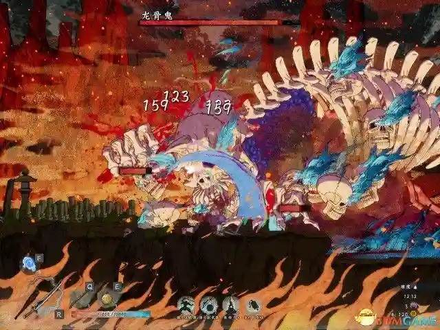 《月风魔传:不朽之月》图文攻略,剧情流程攻略(含“剧情流程”“打法要点”“BOSS战”)。《月风魔传:不朽之月》是一款和风横版动作游戏,游戏采用非线性迷宫,与优秀的砍杀系统融为一体,讲述月族家主持刀维护正义,铲除罪恶的故事。游戏比较硬核,难度和黑魂类似,比较考验玩家的技巧,死亡惩罚也相当重,想挑战高难度或者享受砍杀的刺激的玩家,不妨一试。序章序章教学关,拿上刀,左键攻击,右键格挡,shift闪避,空格跳跃,连击硬直,砍死敌人。按Q或者E射远程,但弹药稀少,一般不用来打小兵。骷髅怪是最低级的敌人,直接上去砍就行了。可以在设置里面自定义按键,将闪避绑定到更舒服的位置,例如笔者将其绑定到鼠标中键,操作难度就大大降低了。跳跃的时候,二段跳可以跳得更远,如果要下去,就空格+S。回到基地,捡起地上的武器开始闯关。这里说一下,每次死亡之后都会返回到这里,进度会被重置,所有道具丢失,这是本游戏最难的地方。边地忌地骷髅兵很好对付,上去连击弄死,弓箭手需要用跳跃躲开,格挡的时候,对操作要求很高,不建议格挡。空格+S跳下去,然后一直往右边走,路上可以开箱子拿到武器,武器随机,品质也是随机,看脸。遇到炸弹怪的时候,除了要躲开炸弹外,主要打法就是上去近战击杀。关于武器,棒子不推荐,这种武器伤害高,但是攻速特别慢,极其容易被敌人攻击,除了棒子这种慢攻速武器,其他的都行,推荐用刀或者双刀。下图这种怪,暂且叫他猛男吧,这种怪拿着棒子,伤害特别高,一下可以打掉你一半的血,所以在战斗的时候,上去砍两刀就闪避走,不要贪刀,要慢慢磨死。走到尽头后,跳下去,再往左边走,路上遇到石碑,互动可以拿到血瓶。在战斗的时候,最好不用格挡,而是用闪避,这样会触发暴击,打出的伤害可以秒掉精英怪。下图这种黄颜色的传送门可以进去逛逛,里面是商店,武器不用买,因为开箱子就能刷到,材料还是值得一买的。走到尽头再上去,下图这里就是出口,进去打BOSS。BOSS战-龙骨鬼第一章BOSS非常好打,跳跃+连击砍头部,这样便可顺带砍到其他部位,造成数倍的伤害,而攻击手部将其摧毁可以瘫痪掉BOSS的武力,如果BOSS发动攻击,就使用跳跃来躲避。打完后,可以用搜集到的材料对武器进行升级,也可以用魂升级自身,建议优先升级技,堆叠武器伤害。业火断崖这一关还是一样的打法,只是要注意鬼脸怪的冲击,可以用格挡挡掉攻击,如果当前武器没有格挡招式,可以用跳跃来躲避。然后就是潜伏在地上的小怪,这种小怪攻击的时候会施加流血效果,务必用高攻速武器打,不要让他攻击到,不然一直流血会很吃亏。流程还是探索地图然后找出口,出口在地图的左边。BOSS战-大百足形态1:盘踞此时跳上去砍就行,因为这样会砍到多个部位,伤害较高。形态2,:侧翼钻地喷射远程此时,远离BOSS,闪避掉远程攻击。如果在BOSS钻出来的时候就跳上去用闪避砍的话,就会触发暴击,打断施法。形态3:撞击大招这个大招非常好躲,BOSS冲过来的时候,跳跃,跳到BOSS身上砍,不仅能躲开攻击,而且也能造成伤害。云霞双峰开局砍掉两边的恶魔眼,驱散迷雾。注意,这一关的出口就在入口上面一层,需要你驱散迷雾才能进去。这一关主要的威胁就是天上的鸟会发射毒炸弹,需要你优先从上面走,将天上的鸟清除掉,不然在和其他敌人混战的时候,容易被炸。然后就是迷雾问题,清除迷雾的方法就是摧毁地图上的恶魔眼,只要跟着紫色迷雾走就能找到。关于拿着大钟的壮汉,打正面会没有伤害,需要闪避绕后,背刺打出伤害。BOSS战-双天鬼这两个BOSS其实也不难,首先去打黄颜色的鬼,不难,跳上去砍就行了。黄颜色鬼残血后,会放大招,也不难躲,地上有黄颜色闪电的,就是BOSS攻击的区域,躲开就行。杀死闪电鬼后,再去打风鬼,风刃的躲法也简单,跳跃避开即可。靠近BOSS,近战上去连击,建议躲在边缘砍。梦幻游廊歌女的打法,远程声波跳跃躲掉,闪避近身砍死。蠕虫是一种很弱的敌人,如果有双刀的话,建议拿双刀砍,右键大风车可以砍死一大片敌人。般若是这一关比较麻烦的敌人,它蓄力后会发动冲击,此时要用闪避绕后背刺,因为只有这样,才能打出伤害,不然如果正面砍的话,没有伤害。来到楼梯口,互动进去。暗世界的出口就是如下图这种传送门,互动之后回到明世界。如下图箭头所指,出口就在最下面一层。BOSS战:土蜘蛛本关的要点:如下图箭头所指,下雪的地方就是BOSS突袭的位置,不要被打中了,一发残血不是闹着玩的。打法就是跑上门连击砍。另外,关卡中会刷一些小怪,只需要让他们数量不要太多就行,留下一两个不杀也没事,专心去打BOSS。强化和激活BOSS战之后就可以强化以及激活武器,强化的意思是,使用材料强化武器,但不会立即生效。如果要让强化生效,就要去激活,将武器的各个技能给点上。另外,武器段位越高,伤害越高,如果要获得高段位武器,就要深入流程,流程越往后,段位越高。荒波大洞游戏的路非常好走,一直往右走到头就行。走在路上的时候,BOSS也会刷出,但仅仅是干扰你,没什么威胁,突出的射弹速度很慢,只要保持移动,就不可能击中你。打人鱼的时候注意了,格挡闪避都不好使,最好的打法就是近身,然后跳跃+攻击,由于人鱼尾部攻击是横扫,只要你在空中,就打不中你。BOSS战:五头水龙没啥难度,直接跳到小船上,砍BOSS就行,建议用矛打,因为范围广,所以能攻击到多个部位。BOSS大招的时候,跳到位置高的小船上就能躲开攻击。无穷雪原这一关,不要走下面,因为全是尖刺陷阱。走上面,路也不难找,一直往左走即可。敌人都是很常见的类型,建议用矛打,三连击硬直非常好用。下图就是本关的地图,可以发现,出口就在最左边的位置。BOSS战:九尾狐九尾狐是最好打的BOSS,BOSS的攻击位置会以红圈标注,非常好躲。BOSS攻击完了后,你就可以去砍它的尾巴了,然后进入二阶段。二阶段同理,也是标注红圈攻击位置,只是数量变多了而已,打法就是站在地图中间,这样容易躲。躲开攻击后,再继续砍,BOSS硬直后,上去砍头,触发必杀即可。古战场遗迹你终于找到了兄长,然而你却发现,兄长因为嫉妒而背叛了家族,必须得大义灭亲!两个阶段,都不难,第一阶段,建议用双刀,上去连击砍翻即可。第二阶段也是同理,和一阶段一样,双刀上去砍,速战速决,不要拖得太久,放大招的时候,用跳跃连击打。古都古都地图难度极高,首先就是陷阱,陷阱会喷射毒雾,让你中毒,但有攻击频率,趁着没有激活的时候,赶紧走掉。然后就是狮鹫,狮鹫的攻击有两段,第一段,冲过来蓄力,第二段,蓄力完了后砸下来重击,所以,只要在第一段蓄力的时候躲开就行。最难打的敌人是下图这种武士,他可以一发打残你,甚至秒杀,所以务必注意了,一定要拉近距离,近战缠斗,不要拉开距离,不然会被远程一发秒。近战的时候,在他攻击的时候,闪避绕后,最好用长矛打,长矛绕后,三连击打出硬直击飞,然后再不断地三连击就行。注意,第一次攻击的时候,一定要绕后三连击,不然攻击会被打断。然后就是冰柱陷阱,一旦被击中就会被冻结,给敌人可乘之机。不过本身没什么伤害。流程也简单,寻找开关,激活传送门,一直深入关卡即可。BOSS战:天津斗须大章鱼BOSS,主要的打法就是先断须,断须能破防,破防后就可以上去砍头,触发必杀技。如下图箭头所指,场景中出现这种影子的时候,其实就代表BOSS攻击的位置,及时躲开,不然会被击中。然后就是下图这种情况,紫色圆盘形成的时候,就要远离,不然会被激光击中。BOSS蓄力大招的时候,站到如下图箭头所指的平台上就能躲开。大章鱼就是最终BOSS,击杀它,你就清理掉了邪恶BOSS,任务完成,游戏完结。插图15 《月风魔传:不朽之月》图文攻略,剧情流程攻略(含“剧情流程”“打法要点”“BOSS战”)。《月风魔传:不朽之月》是一款和风横版动作游戏,游戏采用非线性迷宫,与优秀的砍杀系统融为一体,讲述月族家主持刀维护正义,铲除罪恶的故事。游戏比较硬核,难度和黑魂类似,比较考验玩家的技巧,死亡惩罚也相当重,想挑战高难度或者享受砍杀的刺激的玩家,不妨一试。序章序章教学关,拿上刀,左键攻击,右键格挡,shift闪避,空格跳跃,连击硬直,砍死敌人。按Q或者E射远程,但弹药稀少,一般不用来打小兵。骷髅怪是最低级的敌人,直接上去砍就行了。可以在设置里面自定义按键,将闪避绑定到更舒服的位置,例如笔者将其绑定到鼠标中键,操作难度就大大降低了。跳跃的时候,二段跳可以跳得更远,如果要下去,就空格+S。回到基地,捡起地上的武器开始闯关。这里说一下,每次死亡之后都会返回到这里,进度会被重置,所有道具丢失,这是本游戏最难的地方。边地忌地骷髅兵很好对付,上去连击弄死,弓箭手需要用跳跃躲开,格挡的时候,对操作要求很高,不建议格挡。空格+S跳下去,然后一直往右边走,路上可以开箱子拿到武器,武器随机,品质也是随机,看脸。遇到炸弹怪的时候,除了要躲开炸弹外,主要打法就是上去近战击杀。关于武器,棒子不推荐,这种武器伤害高,但是攻速特别慢,极其容易被敌人攻击,除了棒子这种慢攻速武器,其他的都行,推荐用刀或者双刀。下图这种怪,暂且叫他猛男吧,这种怪拿着棒子,伤害特别高,一下可以打掉你一半的血,所以在战斗的时候,上去砍两刀就闪避走,不要贪刀,要慢慢磨死。走到尽头后,跳下去,再往左边走,路上遇到石碑,互动可以拿到血瓶。在战斗的时候,最好不用格挡,而是用闪避,这样会触发暴击,打出的伤害可以秒掉精英怪。下图这种黄颜色的传送门可以进去逛逛,里面是商店,武器不用买,因为开箱子就能刷到,材料还是值得一买的。走到尽头再上去,下图这里就是出口,进去打BOSS。BOSS战-龙骨鬼第一章BOSS非常好打,跳跃+连击砍头部,这样便可顺带砍到其他部位,造成数倍的伤害,而攻击手部将其摧毁可以瘫痪掉BOSS的武力,如果BOSS发动攻击,就使用跳跃来躲避。打完后,可以用搜集到的材料对武器进行升级,也可以用魂升级自身,建议优先升级技,堆叠武器伤害。业火断崖这一关还是一样的打法,只是要注意鬼脸怪的冲击,可以用格挡挡掉攻击,如果当前武器没有格挡招式,可以用跳跃来躲避。然后就是潜伏在地上的小怪,这种小怪攻击的时候会施加流血效果,务必用高攻速武器打,不要让他攻击到,不然一直流血会很吃亏。流程还是探索地图然后找出口,出口在地图的左边。BOSS战-大百足形态1:盘踞此时跳上去砍就行,因为这样会砍到多个部位,伤害较高。形态2,:侧翼钻地喷射远程此时,远离BOSS,闪避掉远程攻击。如果在BOSS钻出来的时候就跳上去用闪避砍的话,就会触发暴击,打断施法。形态3:撞击大招这个大招非常好躲,BOSS冲过来的时候,跳跃,跳到BOSS身上砍,不仅能躲开攻击,而且也能造成伤害。云霞双峰开局砍掉两边的恶魔眼,驱散迷雾。注意,这一关的出口就在入口上面一层,需要你驱散迷雾才能进去。这一关主要的威胁就是天上的鸟会发射毒炸弹,需要你优先从上面走,将天上的鸟清除掉,不然在和其他敌人混战的时候,容易被炸。然后就是迷雾问题,清除迷雾的方法就是摧毁地图上的恶魔眼,只要跟着紫色迷雾走就能找到。关于拿着大钟的壮汉,打正面会没有伤害,需要闪避绕后,背刺打出伤害。BOSS战-双天鬼这两个BOSS其实也不难,首先去打黄颜色的鬼,不难,跳上去砍就行了。黄颜色鬼残血后,会放大招,也不难躲,地上有黄颜色闪电的,就是BOSS攻击的区域,躲开就行。杀死闪电鬼后,再去打风鬼,风刃的躲法也简单,跳跃避开即可。靠近BOSS,近战上去连击,建议躲在边缘砍。梦幻游廊歌女的打法,远程声波跳跃躲掉,闪避近身砍死。蠕虫是一种很弱的敌人,如果有双刀的话,建议拿双刀砍,右键大风车可以砍死一大片敌人。般若是这一关比较麻烦的敌人,它蓄力后会发动冲击,此时要用闪避绕后背刺,因为只有这样,才能打出伤害,不然如果正面砍的话,没有伤害。来到楼梯口,互动进去。暗世界的出口就是如下图这种传送门,互动之后回到明世界。如下图箭头所指,出口就在最下面一层。BOSS战:土蜘蛛本关的要点:如下图箭头所指,下雪的地方就是BOSS突袭的位置,不要被打中了,一发残血不是闹着玩的。打法就是跑上门连击砍。另外,关卡中会刷一些小怪,只需要让他们数量不要太多就行,留下一两个不杀也没事,专心去打BOSS。强化和激活BOSS战之后就可以强化以及激活武器,强化的意思是,使用材料强化武器,但不会立即生效。如果要让强化生效,就要去激活,将武器的各个技能给点上。另外,武器段位越高,伤害越高,如果要获得高段位武器,就要深入流程,流程越往后,段位越高。荒波大洞游戏的路非常好走,一直往右走到头就行。走在路上的时候,BOSS也会刷出,但仅仅是干扰你,没什么威胁,突出的射弹速度很慢,只要保持移动,就不可能击中你。打人鱼的时候注意了,格挡闪避都不好使,最好的打法就是近身,然后跳跃+攻击,由于人鱼尾部攻击是横扫,只要你在空中,就打不中你。BOSS战:五头水龙没啥难度,直接跳到小船上,砍BOSS就行,建议用矛打,因为范围广,所以能攻击到多个部位。BOSS大招的时候,跳到位置高的小船上就能躲开攻击。无穷雪原这一关,不要走下面,因为全是尖刺陷阱。走上面,路也不难找,一直往左走即可。敌人都是很常见的类型,建议用矛打,三连击硬直非常好用。下图就是本关的地图,可以发现,出口就在最左边的位置。BOSS战:九尾狐九尾狐是最好打的BOSS,BOSS的攻击位置会以红圈标注,非常好躲。BOSS攻击完了后,你就可以去砍它的尾巴了,然后进入二阶段。二阶段同理,也是标注红圈攻击位置,只是数量变多了而已,打法就是站在地图中间,这样容易躲。躲开攻击后,再继续砍,BOSS硬直后,上去砍头,触发必杀即可。古战场遗迹你终于找到了兄长,然而你却发现,兄长因为嫉妒而背叛了家族,必须得大义灭亲!两个阶段,都不难,第一阶段,建议用双刀,上去连击砍翻即可。第二阶段也是同理,和一阶段一样,双刀上去砍,速战速决,不要拖得太久,放大招的时候,用跳跃连击打。古都古都地图难度极高,首先就是陷阱,陷阱会喷射毒雾,让你中毒,但有攻击频率,趁着没有激活的时候,赶紧走掉。然后就是狮鹫,狮鹫的攻击有两段,第一段,冲过来蓄力,第二段,蓄力完了后砸下来重击,所以,只要在第一段蓄力的时候躲开就行。最难打的敌人是下图这种武士,他可以一发打残你,甚至秒杀,所以务必注意了,一定要拉近距离,近战缠斗,不要拉开距离,不然会被远程一发秒。近战的时候,在他攻击的时候,闪避绕后,最好用长矛打,长矛绕后,三连击打出硬直击飞,然后再不断地三连击就行。注意,第一次攻击的时候,一定要绕后三连击,不然攻击会被打断。然后就是冰柱陷阱,一旦被击中就会被冻结,给敌人可乘之机。不过本身没什么伤害。流程也简单,寻找开关,激活传送门,一直深入关卡即可。BOSS战:天津斗须大章鱼BOSS,主要的打法就是先断须,断须能破防,破防后就可以上去砍头,触发必杀技。如下图箭头所指,场景中出现这种影子的时候,其实就代表BOSS攻击的位置,及时躲开,不然会被击中。然后就是下图这种情况,紫色圆盘形成的时候,就要远离,不然会被激光击中。BOSS蓄力大招的时候,站到如下图箭头所指的平台上就能躲开。大章鱼就是最终BOSS,击杀它,你就清理掉了邪恶BOSS,任务完成,游戏完结。插图15